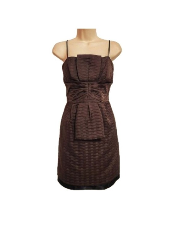 Max & Cleo Dresses & Skirts - Max and Cleo Brown Pleated Shirred Bodycon Dress Size 4